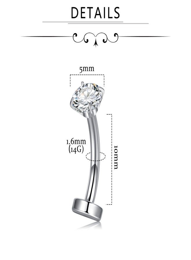 FECTAS 14G Floating Belly Button Rings Belly Rings for Women Flat Back Internally Threaded 10mm Stainless Steel Navel Piercing Jewelry with Replacement Tops - Image 3