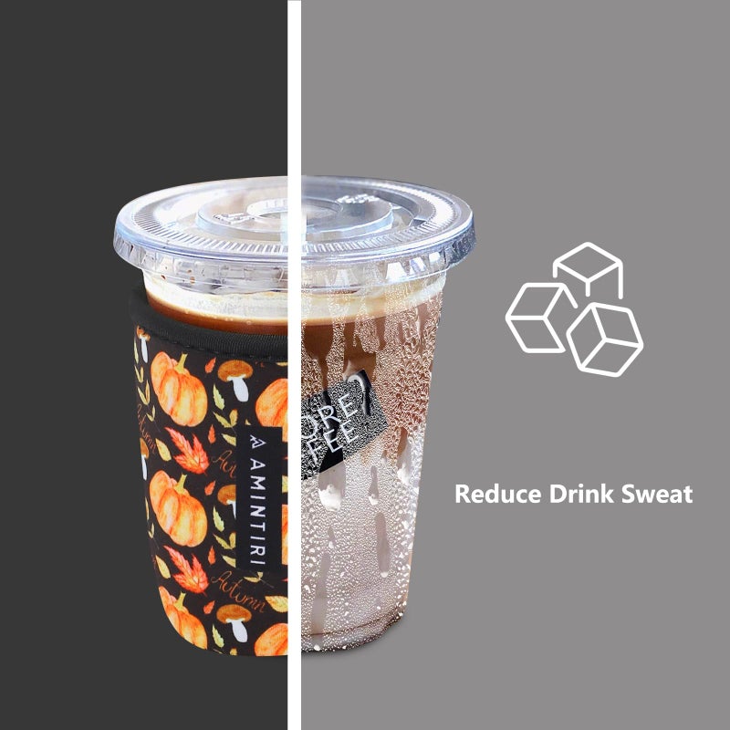 Amintiri 3 Pack Reusable Sleeve for Iced Coffee Cup  Coffee Neoprene Sleeve for Iced&Hot Drinks  Coffee Sleeve Compatible with Starbucks  Dunkin Coffee Cup. (Harvest Pumpkin) - Image 2