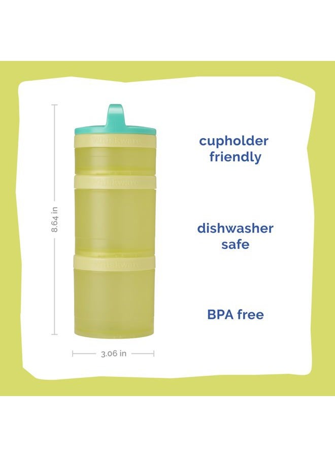 Whiskware Stackable Snack Containers for Kids and Toddlers, 3 Stackable Snack Cups for School and Travel, Teal/Yellow - Image 2