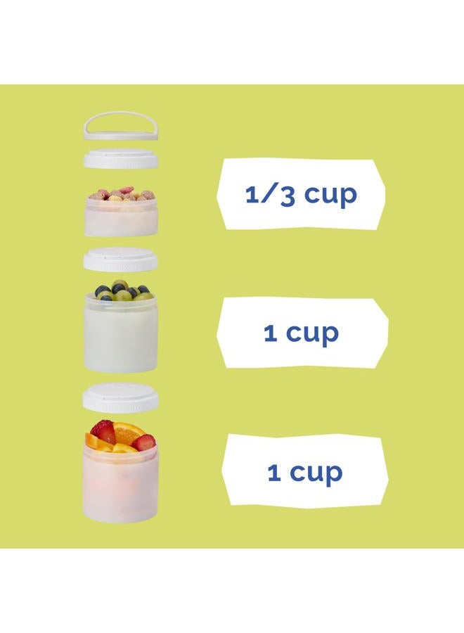 Whiskware Stackable Snack Containers for Kids and Toddlers, 3 Stackable Snack Cups for School and Travel, Teal/Yellow - Image 4