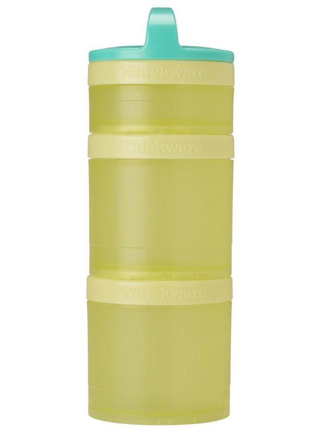 Whiskware Stackable Snack Containers for Kids and Toddlers, 3 Stackable Snack Cups for School and Travel, Teal/Yellow - Image 1