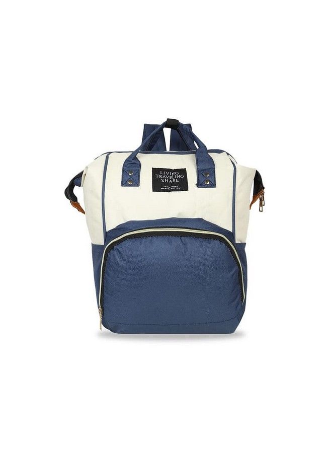 Chinmay Kids Baby Diaper Backpack For New Born Baby Mother;Mom Stylish Polyester Organizer Bag For Casual Travel Outing & Traveling (White Blue 16 X 9.5 X 7.5 In)  - Image 1
