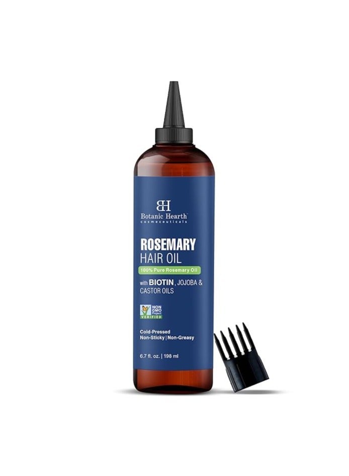 Botanic Hearth 100% Pure Rosemary Oil For Hair (6.7 fl oz) Infused With Biotin Jojoba & castor Oil Nourishing & Volumizing Non GMO Verified - Image 2