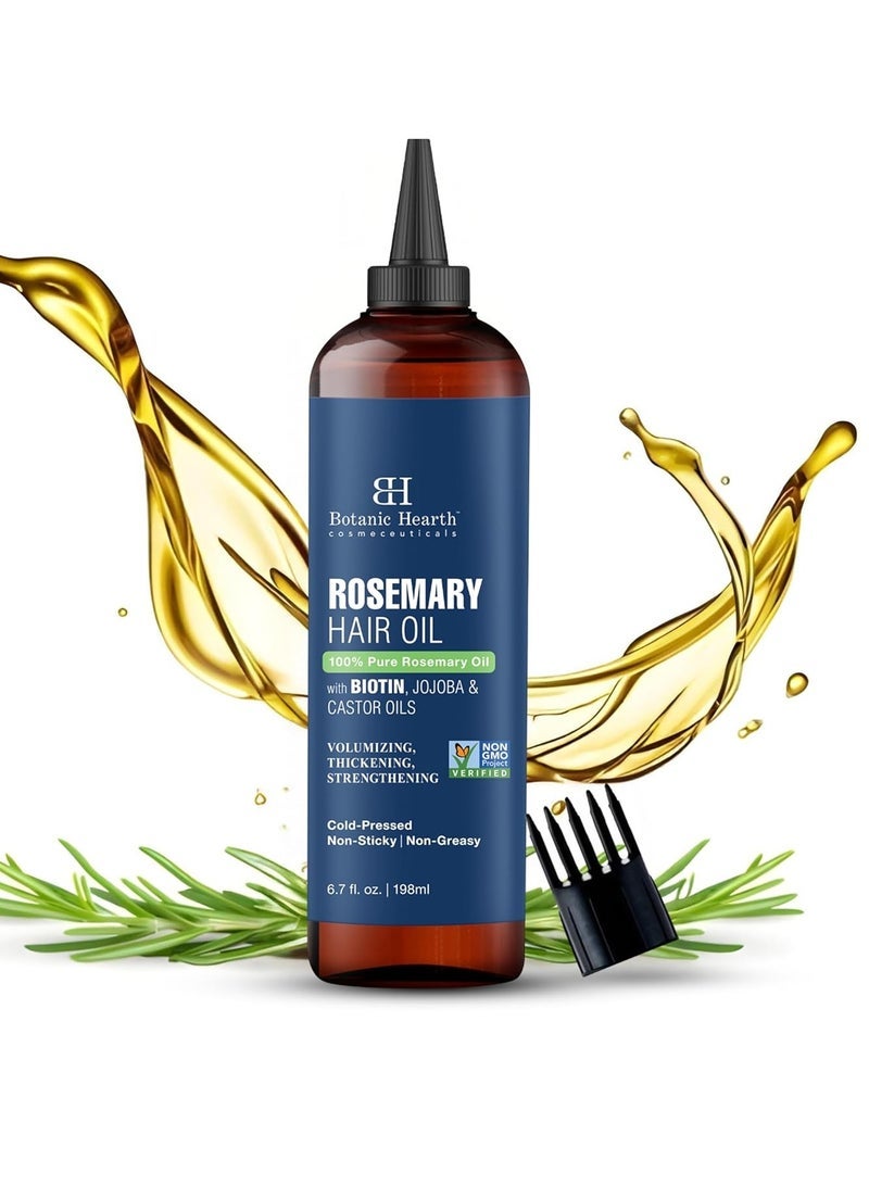 Botanic Hearth 100% Pure Rosemary Oil For Hair (6.7 fl oz) Infused With Biotin Jojoba & castor Oil Nourishing & Volumizing Non GMO Verified - Image 4