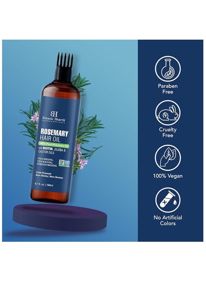 Botanic Hearth 100% Pure Rosemary Oil For Hair (6.7 fl oz) Infused With Biotin Jojoba & castor Oil Nourishing & Volumizing Non GMO Verified - Image 3
