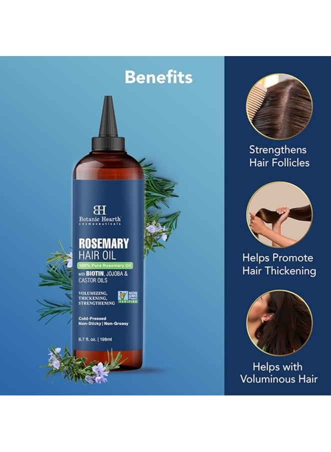 Botanic Hearth 100% Pure Rosemary Oil For Hair (6.7 fl oz) Infused With Biotin Jojoba & castor Oil Nourishing & Volumizing Non GMO Verified - Image 5