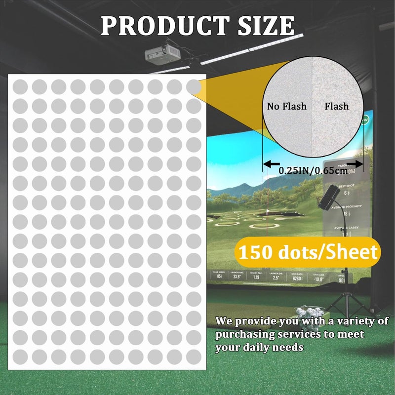 Youven 300 Dots 0.25" White Reflective Dot Stickers for Golf Club & Golf Ball, Weatherproof Golf Stickers with High-Reflective Glass Beads for Golf Launch Monitor & Golf Simulator & High-Speed Cameras - Image 2