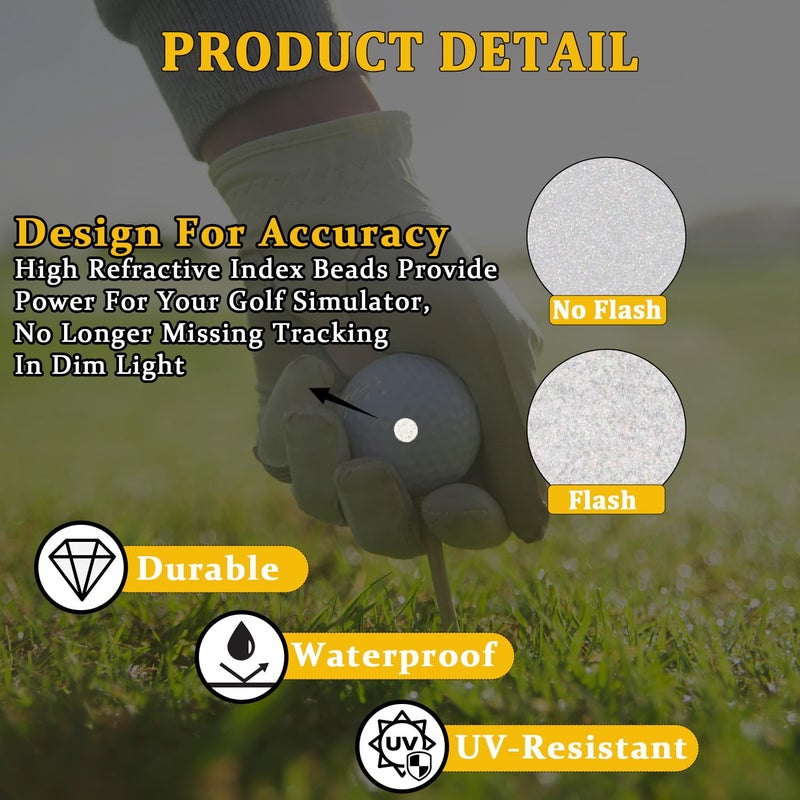 Youven 300 Dots 0.25" White Reflective Dot Stickers for Golf Club & Golf Ball, Weatherproof Golf Stickers with High-Reflective Glass Beads for Golf Launch Monitor & Golf Simulator & High-Speed Cameras - Image 3