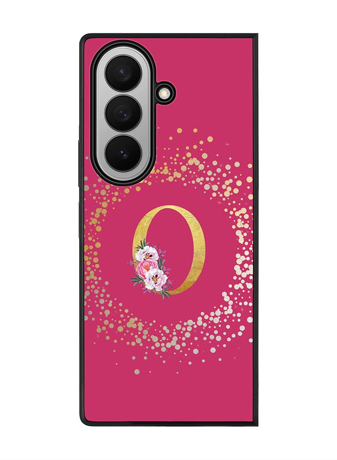 Stylizedd For Samsung Galaxy Z Fold7 Case,Slim fit Camera Protection, Shockproof Thin Phone cover  - Custom Monogram Floral - O ( Deep Pink )