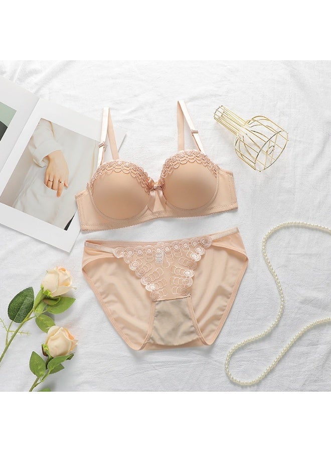 Women Butterfly Embroidered Underwire Bra & Panty Set, 3/4 Cup Bust Lift Support, Adjustable Detachable Straps Double Back Closure - Image 3