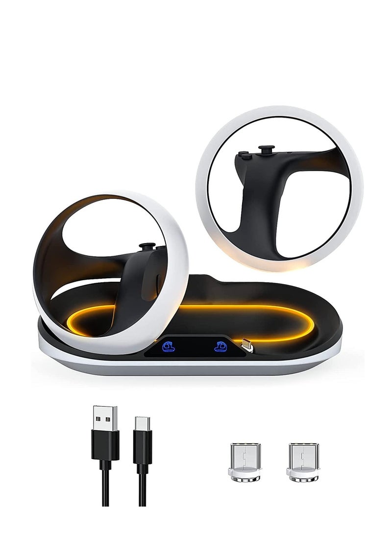 SYOSI - Charging Station for Playstation VR2 Sense Controller PSVR2 Charger with LED Indicator PS VR2 Charging Dock with 2 Magnetic Type-C Connectors and Type-C Cable - Image 1
