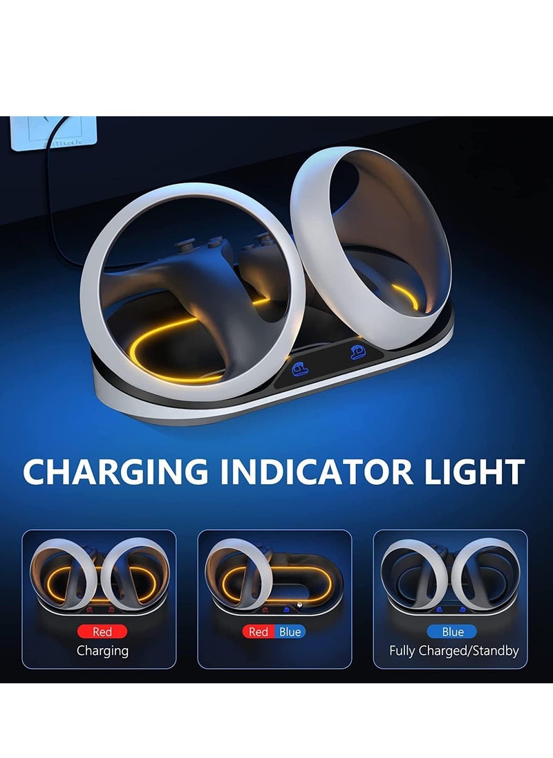 SYOSI - Charging Station for Playstation VR2 Sense Controller PSVR2 Charger with LED Indicator PS VR2 Charging Dock with 2 Magnetic Type-C Connectors and Type-C Cable - Image 1