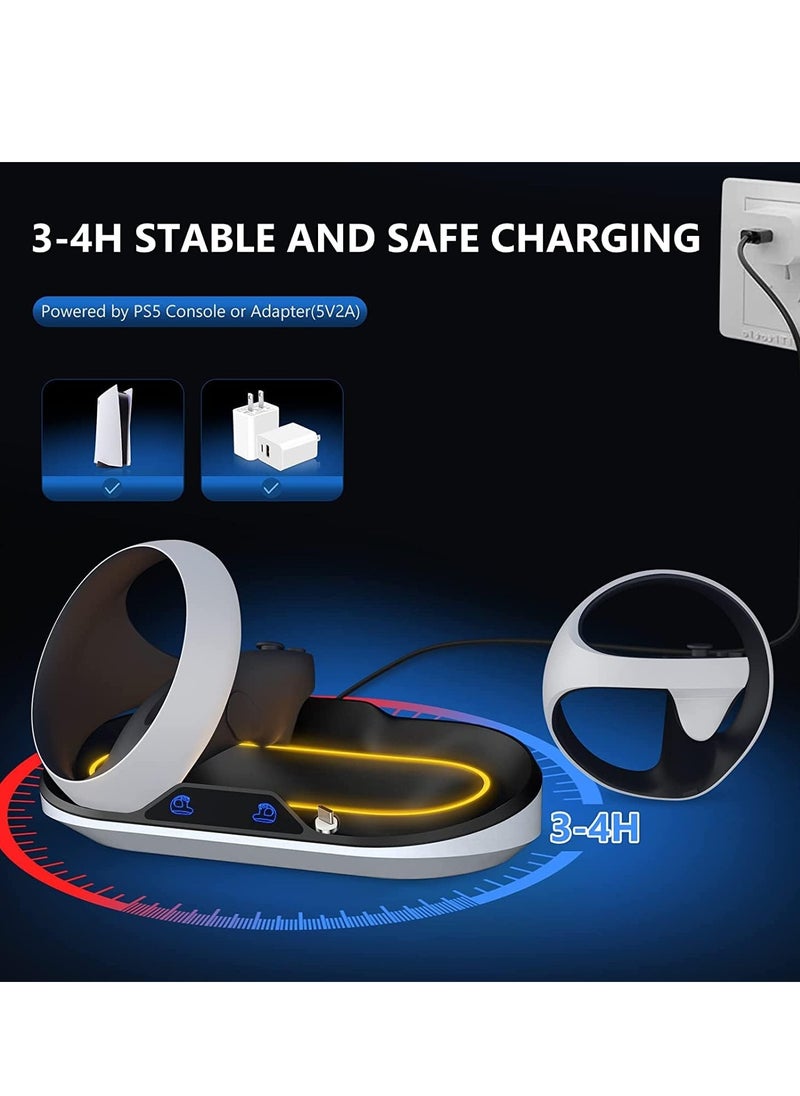 SYOSI - Charging Station for Playstation VR2 Sense Controller PSVR2 Charger with LED Indicator PS VR2 Charging Dock with 2 Magnetic Type-C Connectors and Type-C Cable - Image 1