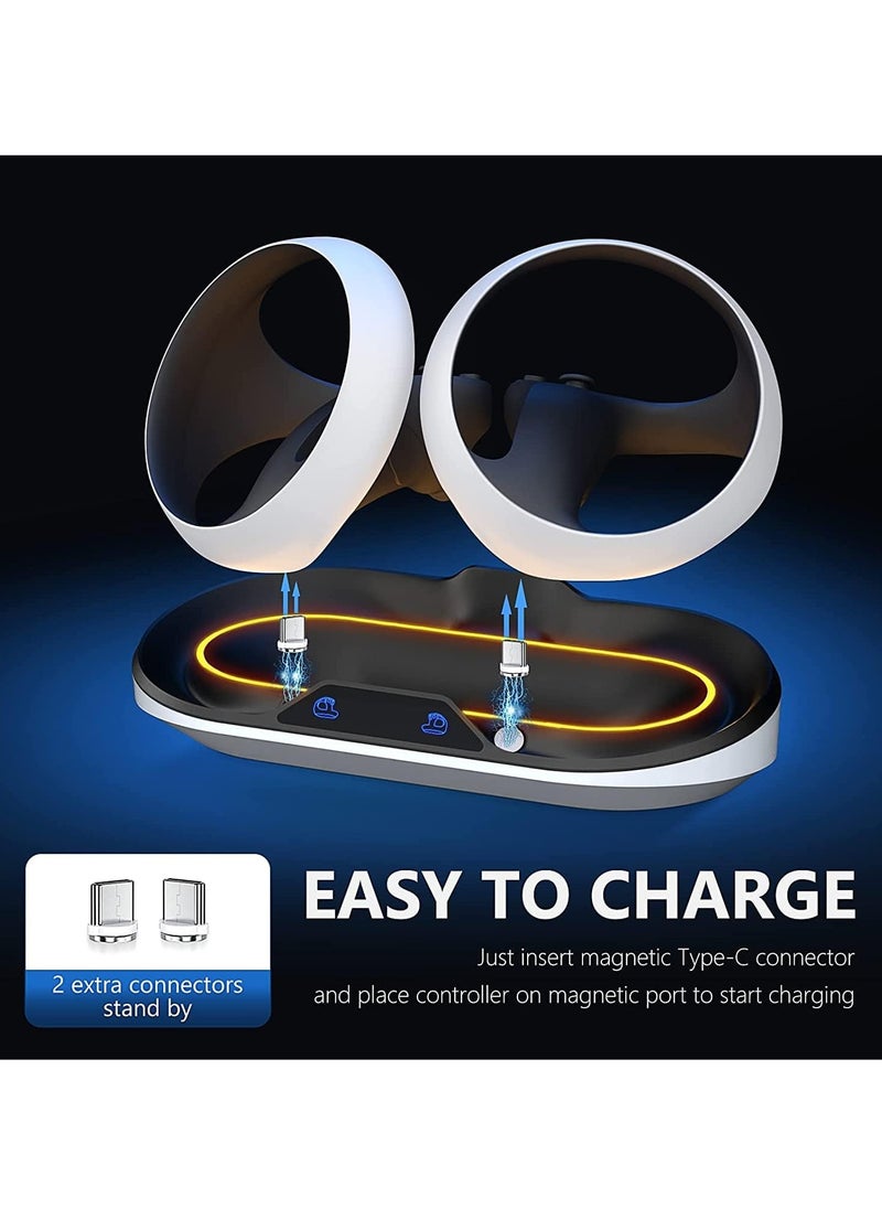 SYOSI - Charging Station for Playstation VR2 Sense Controller PSVR2 Charger with LED Indicator PS VR2 Charging Dock with 2 Magnetic Type-C Connectors and Type-C Cable - Image 1