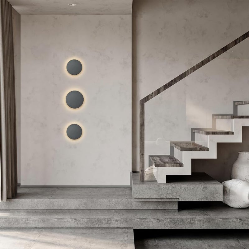 Nordic Round Wall Light LED Sconce Lighting Fixture Indoor Wash Lamp, Hardwired Sconces Living Room Bedroom Decor Mount Lights Home Lamps, 3000K (Gray Dia) - Image 4