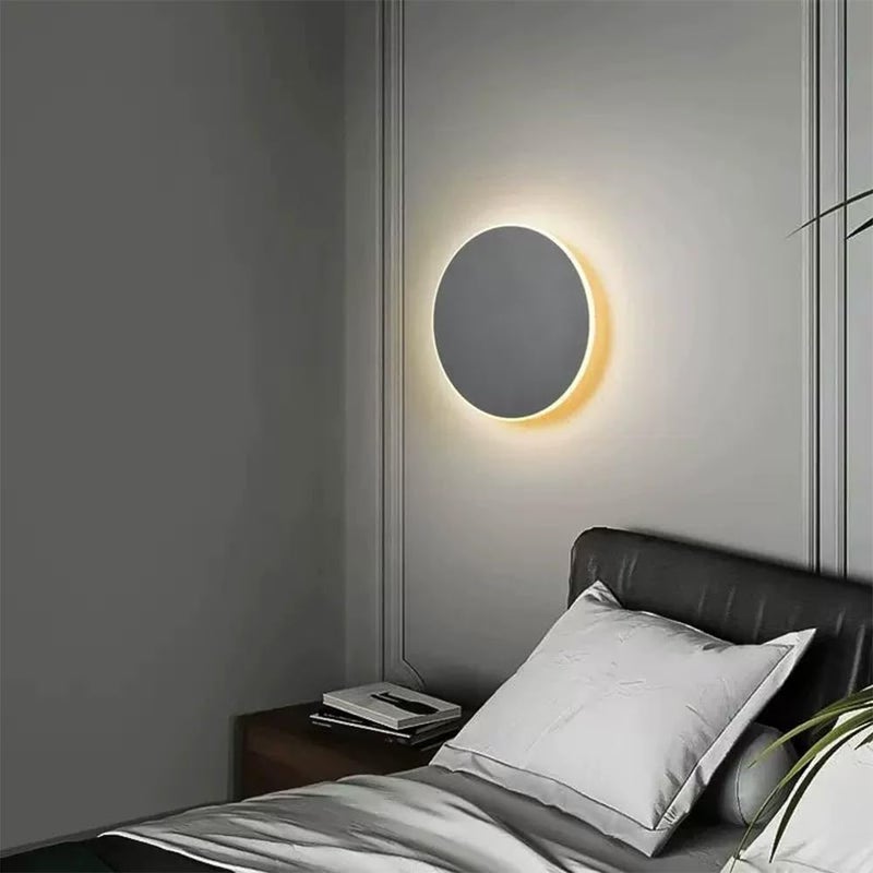 Nordic Round Wall Light LED Sconce Lighting Fixture Indoor Wash Lamp, Hardwired Sconces Living Room Bedroom Decor Mount Lights Home Lamps, 3000K (Gray Dia) - Image 2