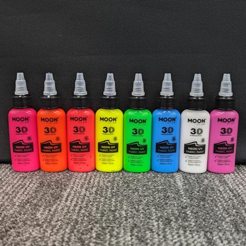 Moon Glow - Neon UV 3D Fabric Paint - 1.01fl oz - Intense Red - Textile Paint for Clothes, t-Shirts, Bags, Shoes & Canvas - Image 2