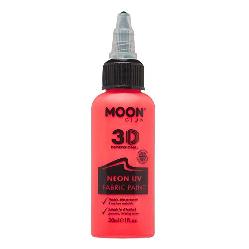 Moon Glow - Neon UV 3D Fabric Paint - 1.01fl oz - Intense Red - Textile Paint for Clothes, t-Shirts, Bags, Shoes & Canvas - Image 1
