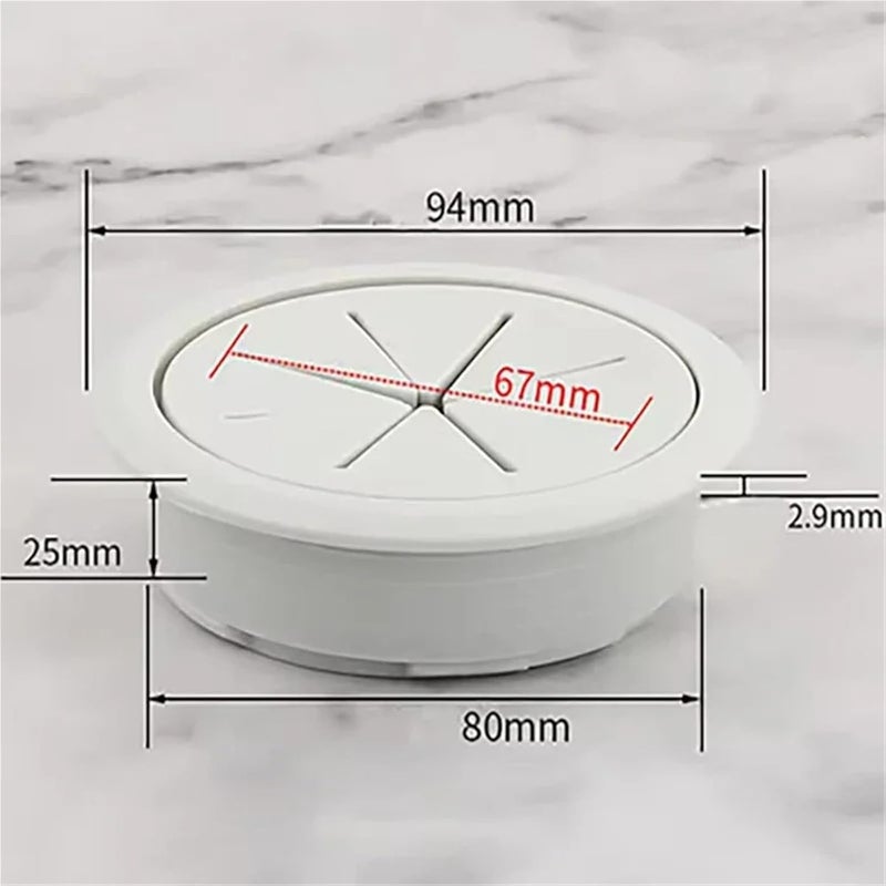 80mm Gray 20Pcs Desk Cable Grommet Hole Cover ABS Plastic Round Cable Box Organizer - Image 3