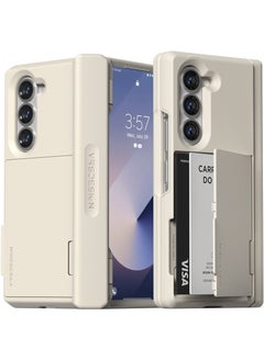 VRS Design Terra Guard Modern GO Samsung Galaxy Z Fold 6 Case Cover Wallet (2024) with [2 Card Holder] Compartment & [Hinge Protection] - Cream  - Image 1