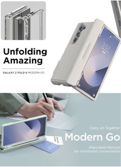 VRS Design Terra Guard Modern GO Samsung Galaxy Z Fold 6 Case Cover Wallet (2024) with [2 Card Holder] Compartment & [Hinge Protection] - Cream  - Image 5