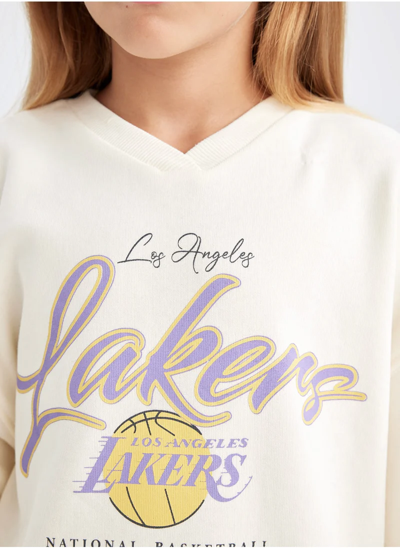 ديفاكتو Nba Los Angeles Lakers Oversized Fit Crew Neck Sweatshirt