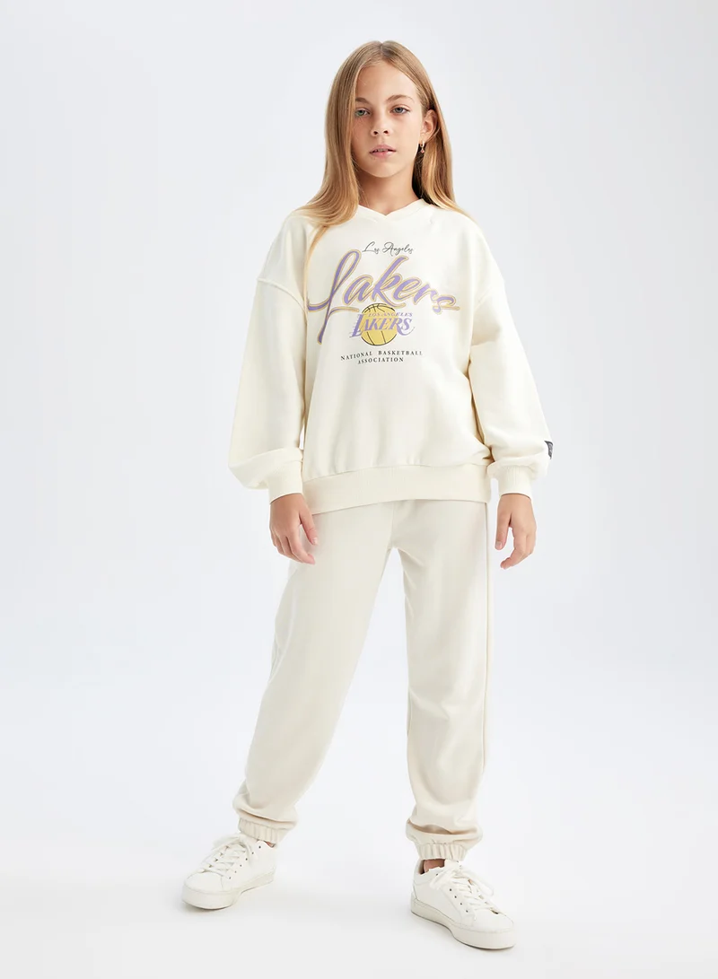 DeFacto Nba Los Angeles Lakers Oversized Fit Crew Neck Sweatshirt