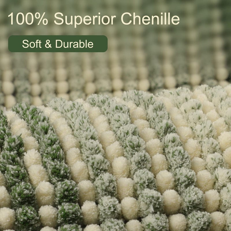 BSICPRO Bathroom Rugs  Bath Mat Rug for Bathroom Non Slip 20 x 32 Inches Water Absorbent Chenille Bathroom Floor Mats Machine Washable (Sage and Cream) - Image 2