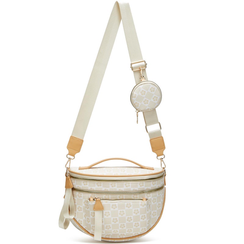 Makes Checkered Crossbody Bag Bum Bag for Women Spacious Purse Fanny Packs Belt Bag Vegan Leather Gift for Mother Wife Mom - Image 1