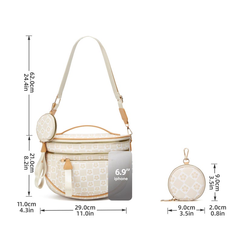 Makes Checkered Crossbody Bag Bum Bag for Women Spacious Purse Fanny Packs Belt Bag Vegan Leather Gift for Mother Wife Mom - Image 5