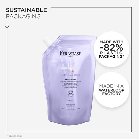 KERASTASE Kerastase Blond Absolu LumiÃ¨re Shampoo & Refill Pouch - Intensely Hydrates, Removes Impurities, For Lightened & Highlighted Hair, 500ML + 500ML Refill Pouch - Image 5
