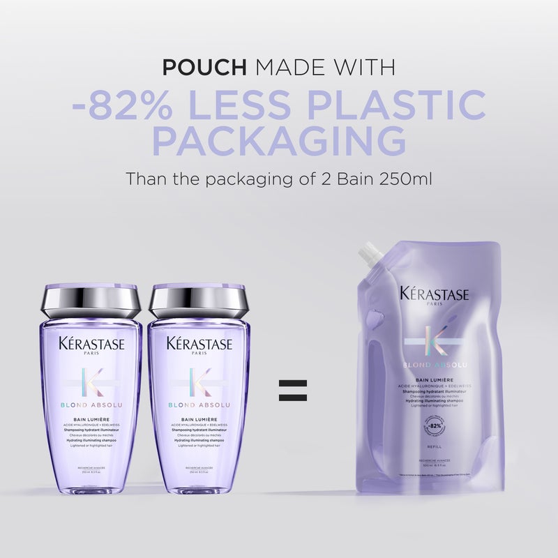 KERASTASE Kerastase Blond Absolu LumiÃ¨re Shampoo & Refill Pouch - Intensely Hydrates, Removes Impurities, For Lightened & Highlighted Hair, 500ML + 500ML Refill Pouch - Image 3