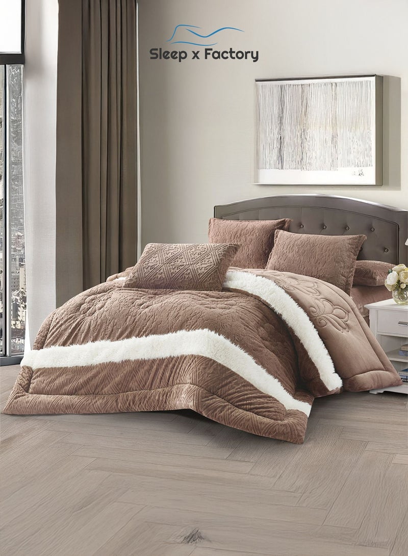 Sleep x Factory LISA 6-Piece Winter Velvet Comforter Set – King 240×260 cm - Image 1