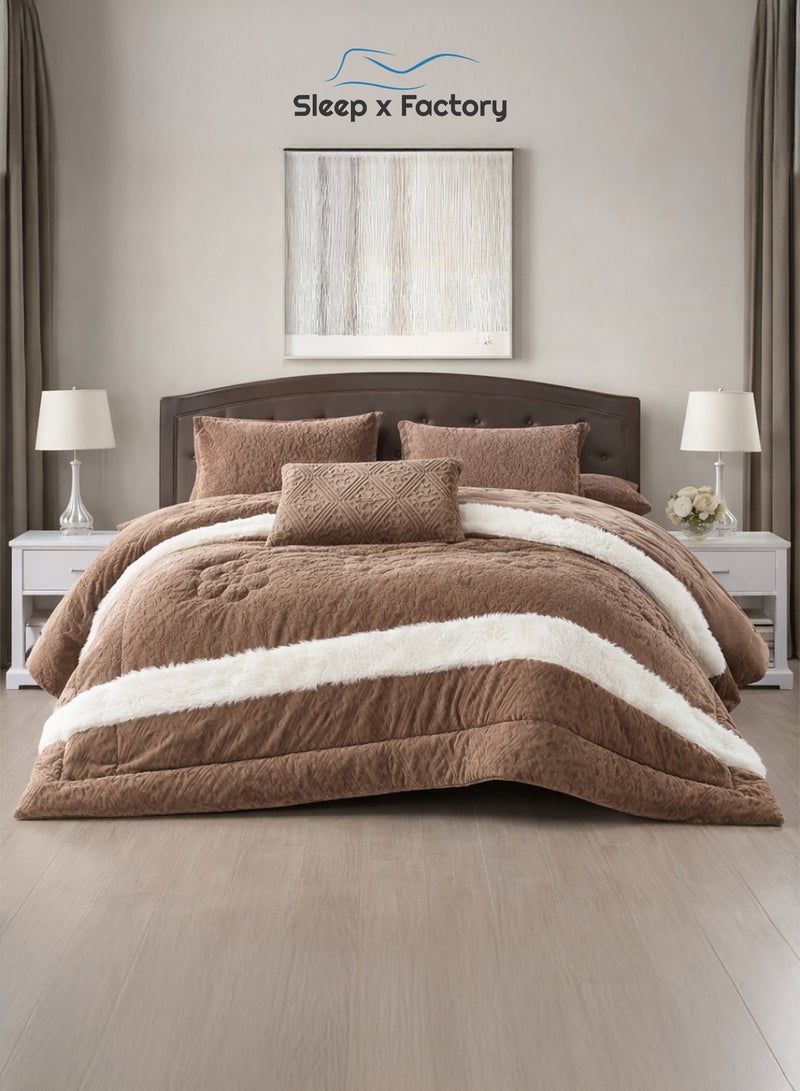 Sleep x Factory LISA 6-Piece Winter Velvet Comforter Set – King 240×260 cm - Image 2