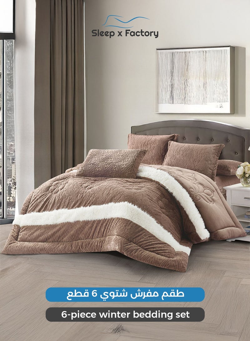 Sleep x Factory LISA 6-Piece Winter Velvet Comforter Set – King 240×260 cm - Image 4