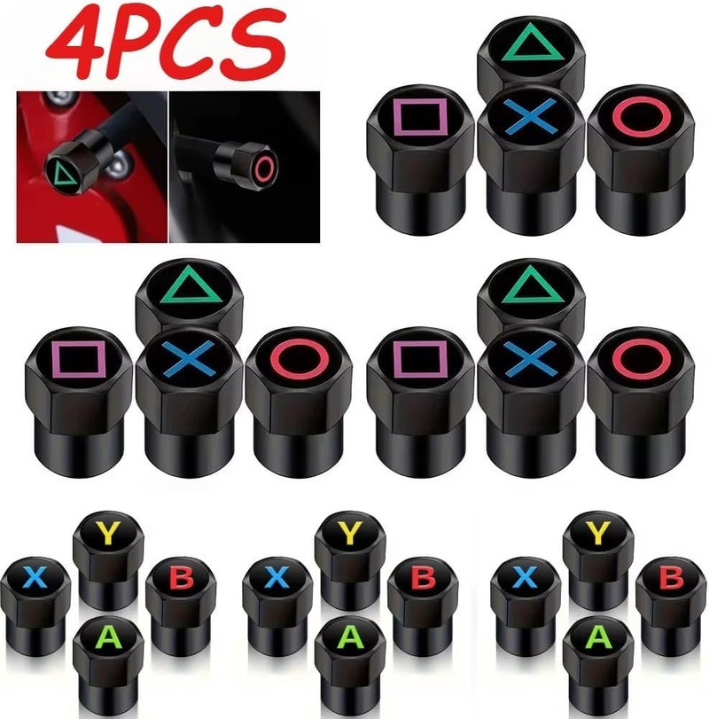 7Cylinder Aluminum Game Button Tire Valve Caps - Dustproof Stylish Wheel Air Valve Caps Universal Fit, 4 Pcs. (XYAB) - Image 2