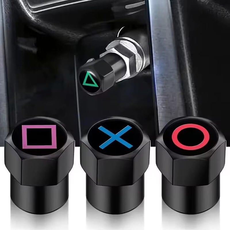 7Cylinder Aluminum Game Button Tire Valve Caps - Dustproof Stylish Wheel Air Valve Caps Universal Fit, 4 Pcs. (XYAB) - Image 5