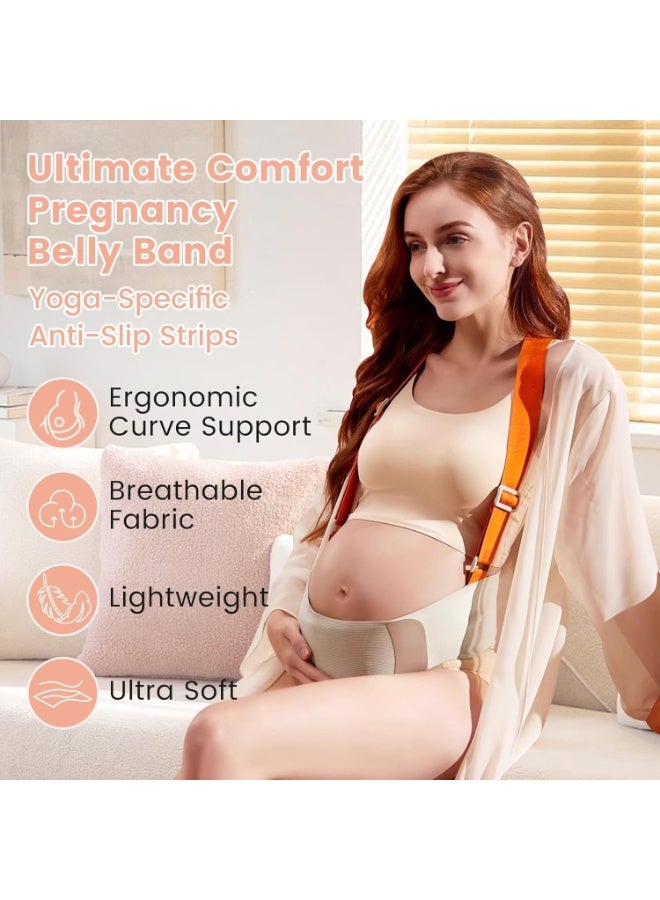 NANAO Upgraded Pregnancy Belly Band, Maternity Belly Bands for Pregnant Women with Adjustable Back Brace Straps, Breathable Maternity Pregnancy Belt for Back, Waist, Pelvic Support (S) - Image 2