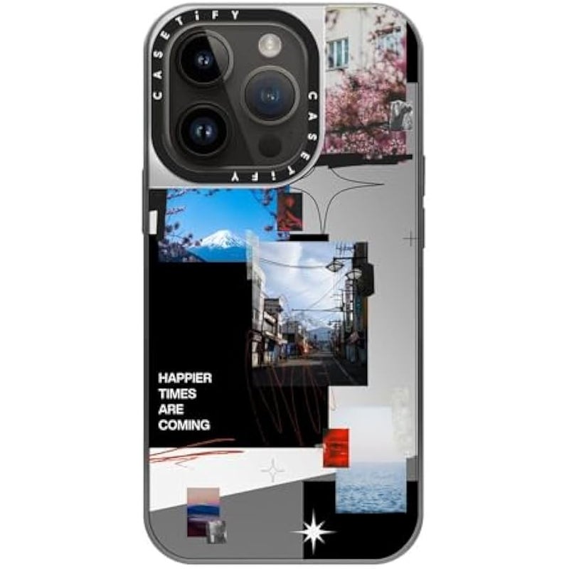 Casetify Mirror Case for iPhone 14 Pro Compatible with Magsafe - Happier Times are Coming - Silver on Silver - Image 3