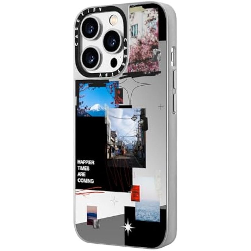 Casetify Mirror Case for iPhone 14 Pro Compatible with Magsafe - Happier Times are Coming - Silver on Silver - Image 5