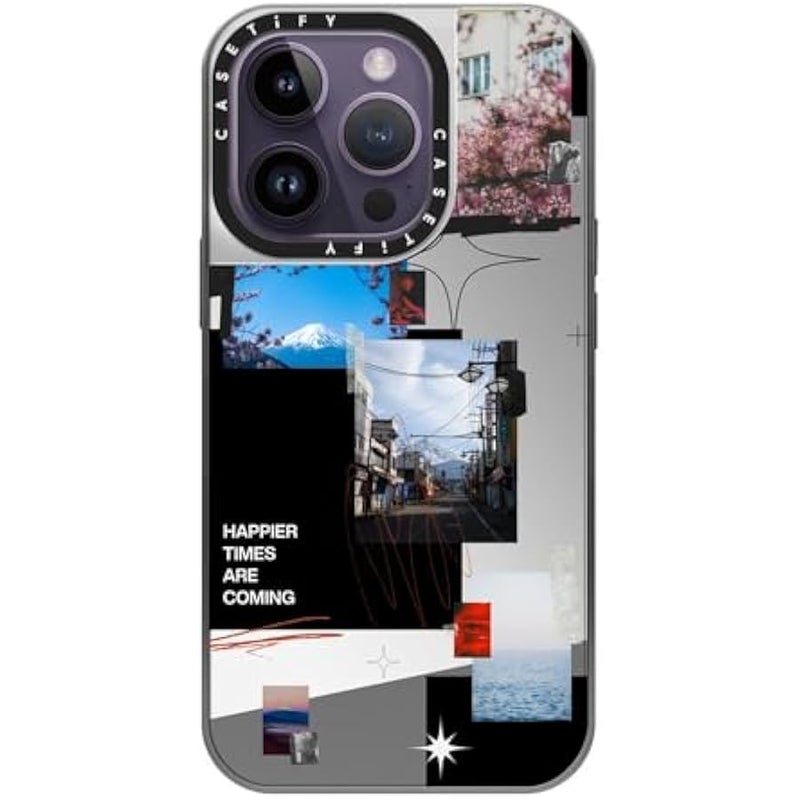 Casetify Mirror Case for iPhone 14 Pro Compatible with Magsafe - Happier Times are Coming - Silver on Silver - Image 2