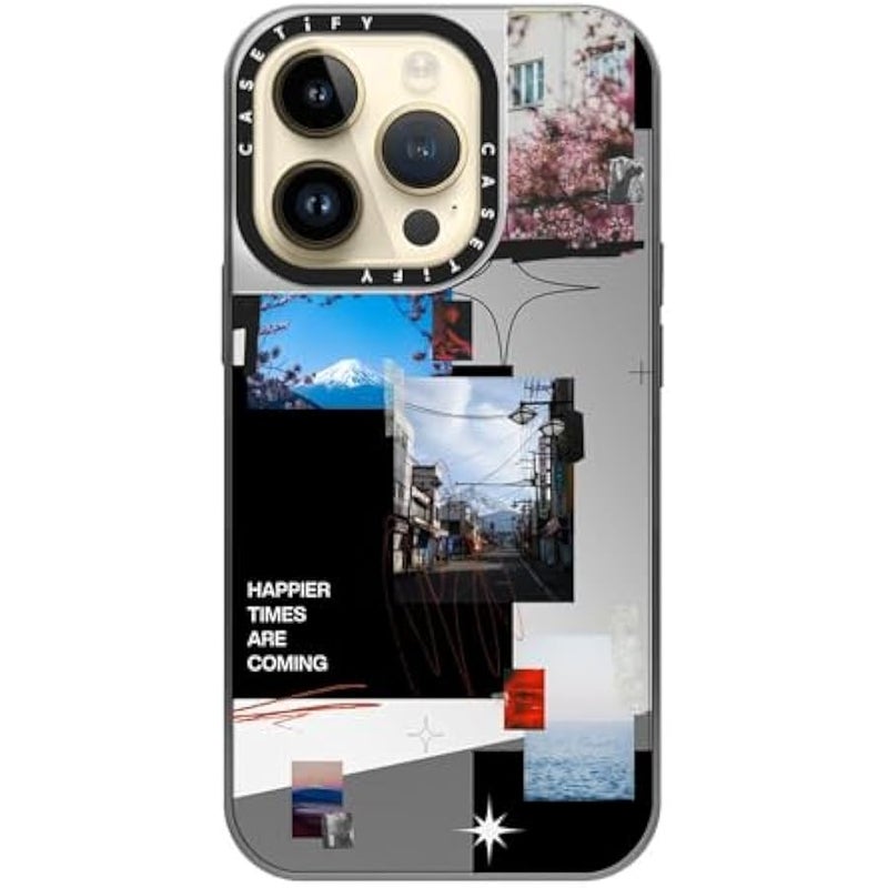 Casetify Mirror Case for iPhone 14 Pro Compatible with Magsafe - Happier Times are Coming - Silver on Silver - Image 4