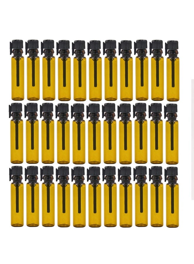 ELFENSTALL - Portable 100Pieces 1Ml 1 4 Dram Amber Mini Glass Bottle 1Cc Vial Small Essential Oil Perfume Diy Liquid Sample Bottle For Travel Makeup Party Friend Sample Free 10Pieces 0.5Ml Dropper Pipette - Image 2