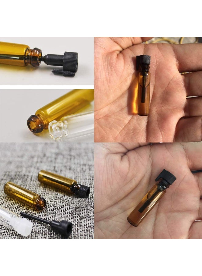 ELFENSTALL - Portable 100Pieces 1Ml 1 4 Dram Amber Mini Glass Bottle 1Cc Vial Small Essential Oil Perfume Diy Liquid Sample Bottle For Travel Makeup Party Friend Sample Free 10Pieces 0.5Ml Dropper Pipette - Image 4