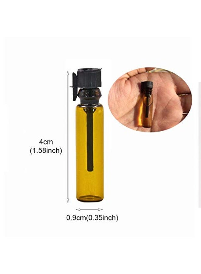 ELFENSTALL - Portable 100Pieces 1Ml 1 4 Dram Amber Mini Glass Bottle 1Cc Vial Small Essential Oil Perfume Diy Liquid Sample Bottle For Travel Makeup Party Friend Sample Free 10Pieces 0.5Ml Dropper Pipette - Image 3