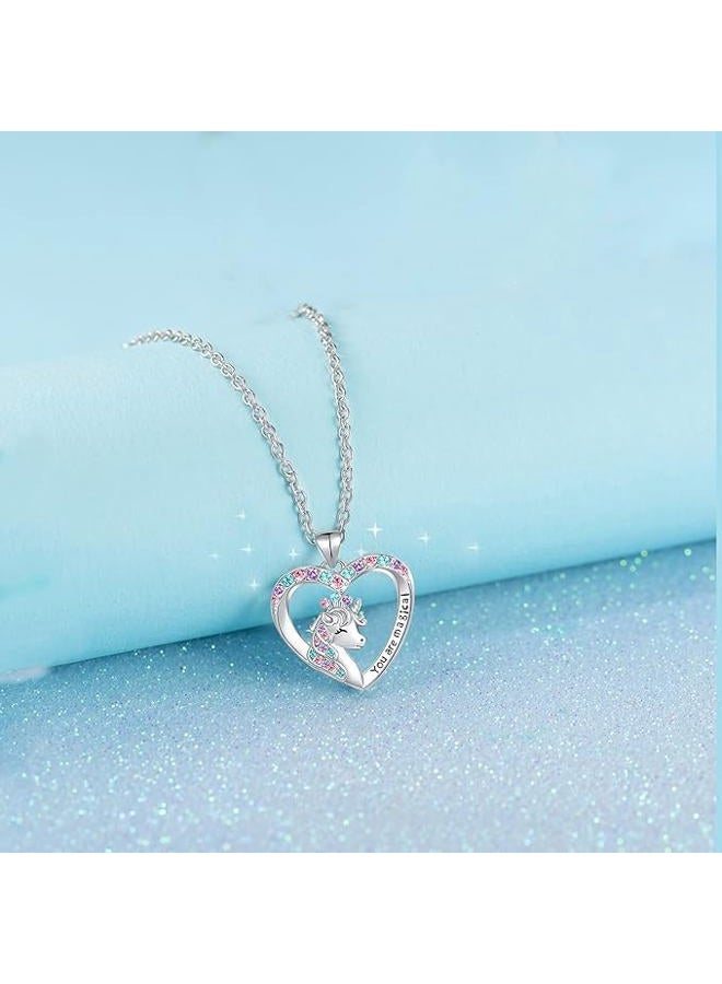 Luckilemon Magical Necklace for Girls Crystal Heart Pendant Unicorn Necklaces Jewelry Gifts for Girls Daughter Granddaughter Niece Birthday - Image 5