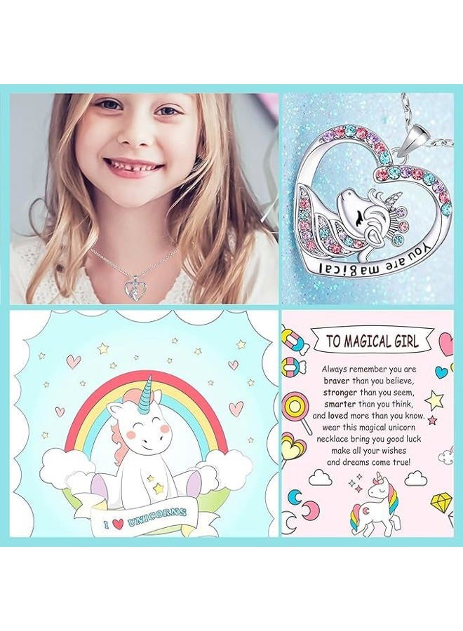Luckilemon Magical Necklace for Girls Crystal Heart Pendant Unicorn Necklaces Jewelry Gifts for Girls Daughter Granddaughter Niece Birthday - Image 3