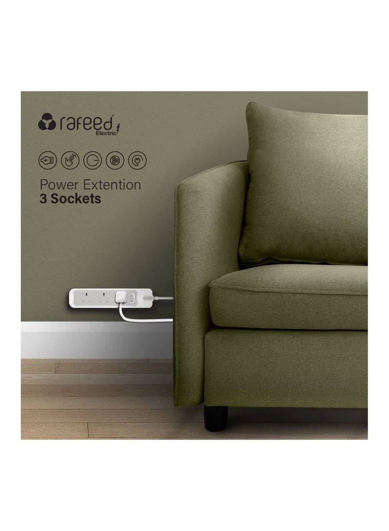 RAFEED Power Extension With Master Switch 3M 3 Sockets 2990W 230V (WA30008) - Image 5