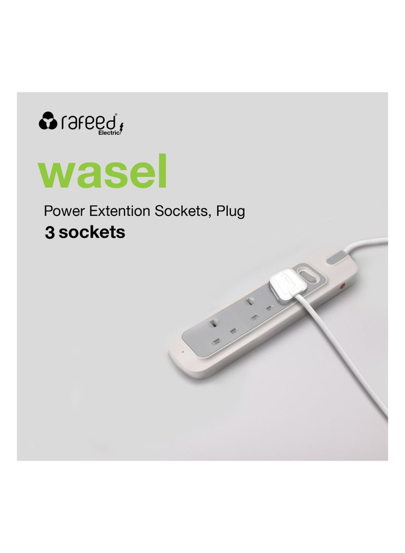 RAFEED Power Extension With Master Switch 3M 3 Sockets 2990W 230V (WA30008) - Image 3