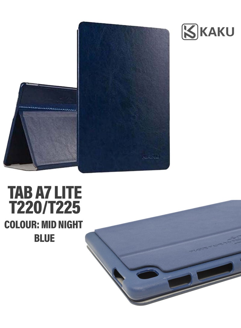 Kaku A7 Lite Kaku Case, Leather Protective Flip Case Cover For Samsung Tab T220/T225 Mid Night Blue - Image 1